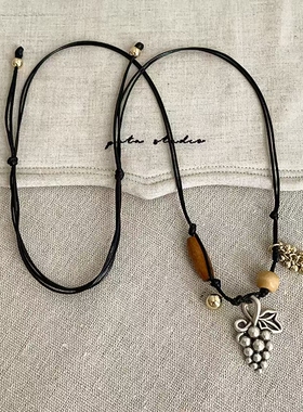 时尚休闲风葡萄树编绳抽拉项链复古轻奢气质潮流百搭颈链锁骨链女