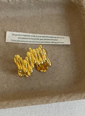 甜酷设计感交错水滴金属戒指女轻奢气质高级感个性ins风指环戒