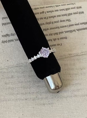 时尚高级感彩色玫瑰锆石排钻戒指女甜美森系少女感潮流指环戒子
