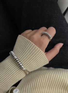 套装手镯戒指夸张个性潮流几何多层弹簧状手镯套装女士热销轻奢女