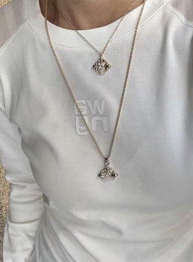 轻奢优雅浅金色镶钻耳环项链戒指极简风时尚百搭轻奢高级感首饰