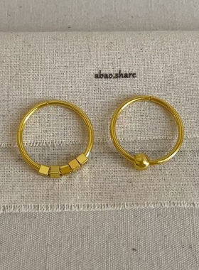 简约设计感可旋转金色方糖戒指个性ins风时尚潮流百搭指环戒子