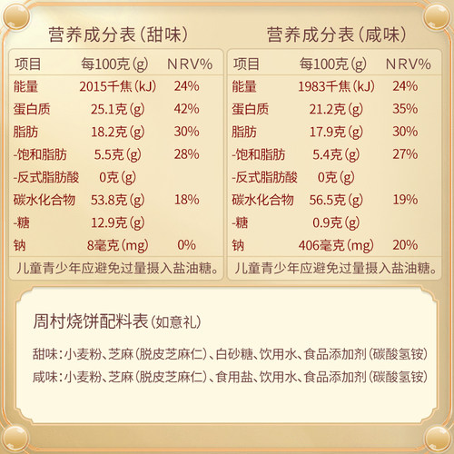 周村烧饼山东特产中华老字号非遗烧饼芝麻饼如意礼箱55g*18袋中秋 - 图2