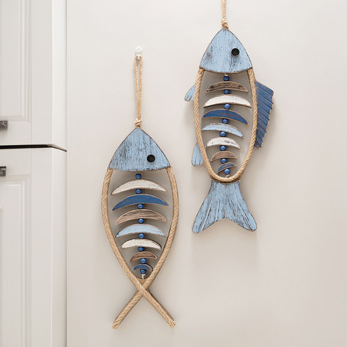 地中海风格鱼挂件墙面立体鱼形壁饰样板房酒店房间走廊玄关装饰品 - 图2