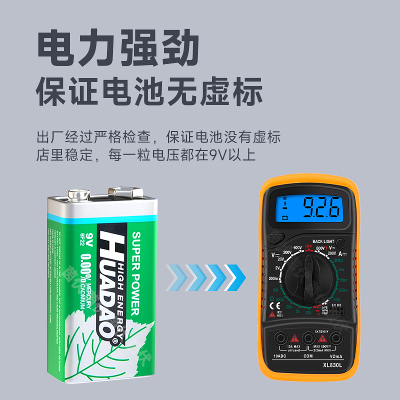 9V电池万用表方块方形6F22音响玩具无线话筒烟雾报警器遥控器电池-图2