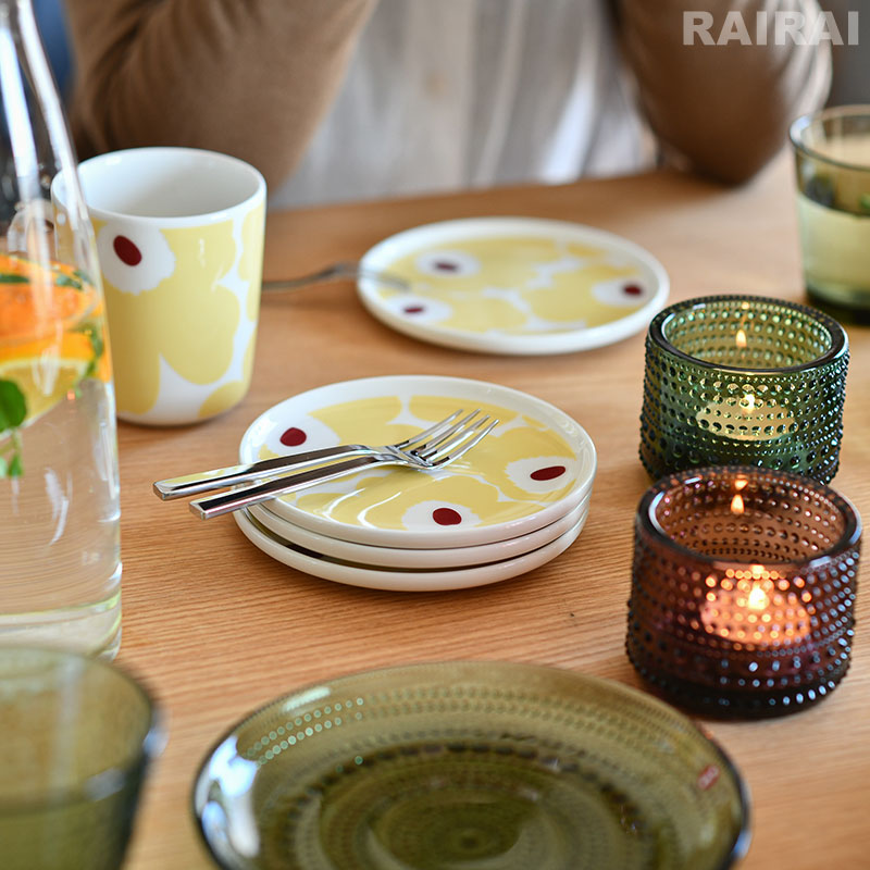 芬兰Marimekko 2024日本限定浅黄色Unikko马克杯手握杯圆盘子餐具 - 图1