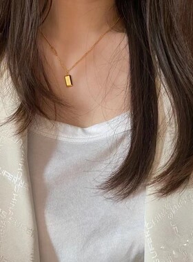 好运暴富小金砖项链女网红轻奢时尚高级感小金条锁骨链洗澡免摘