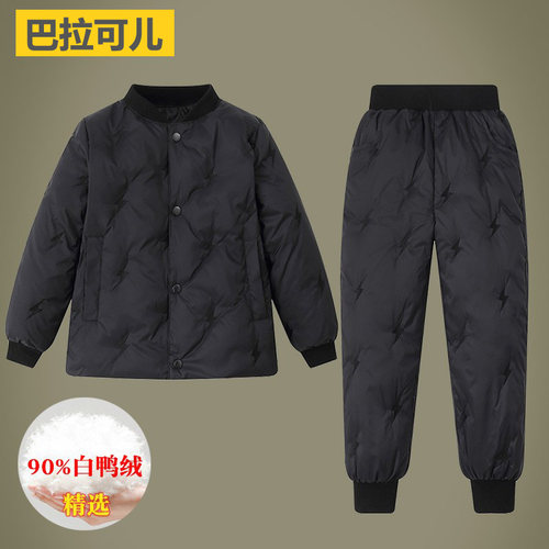 巴拉可儿羽绒裤儿童冬装男童女童保暖校服羽绒内胆童装内穿长裤子 - 图1