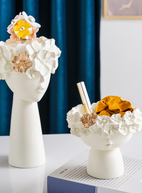 北欧ins风人脸树脂干花家居装饰