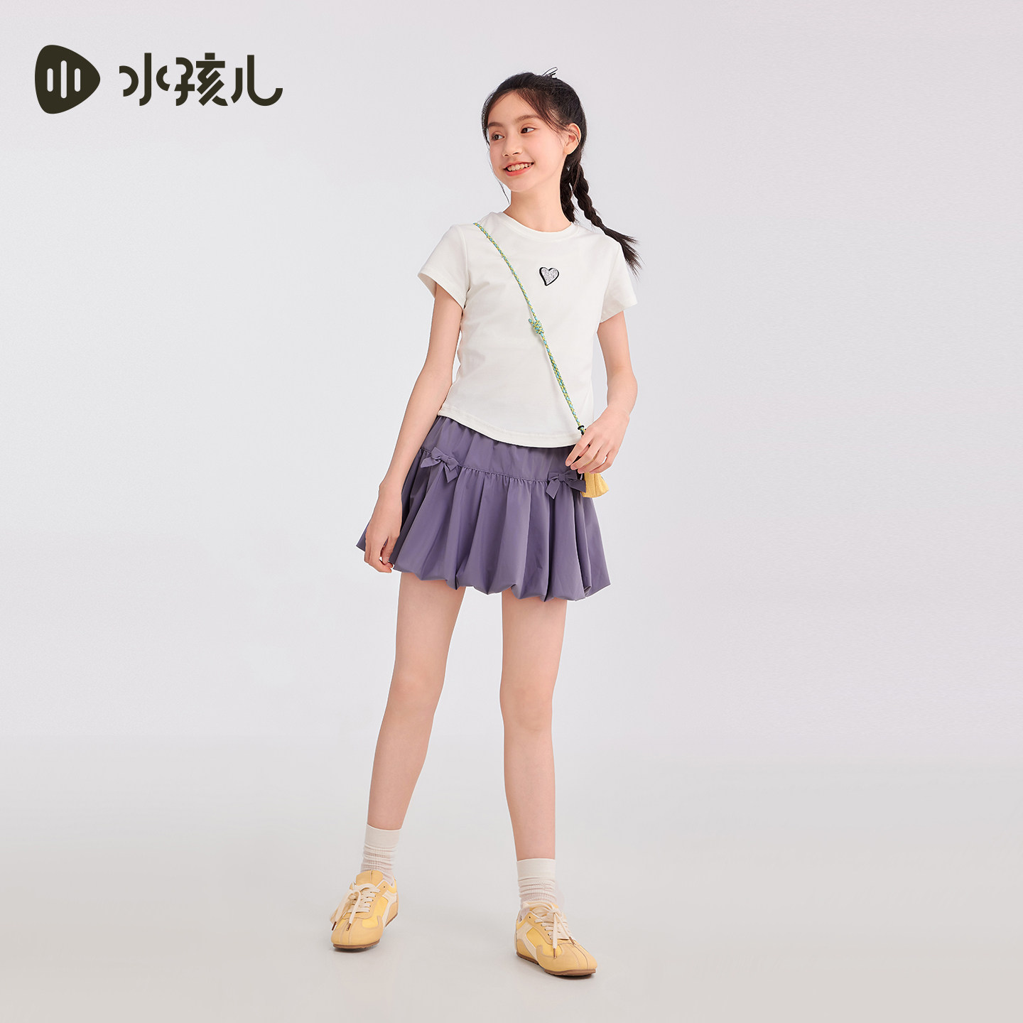 水孩儿童装速干短裙女童26夏季新款可爱风蝴蝶结半身裙大童花苞裙