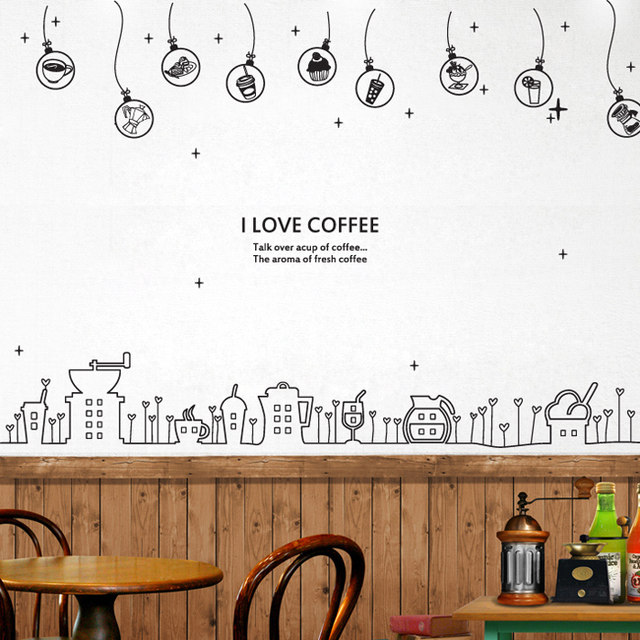 Large milk tea shop window glass wall sticker