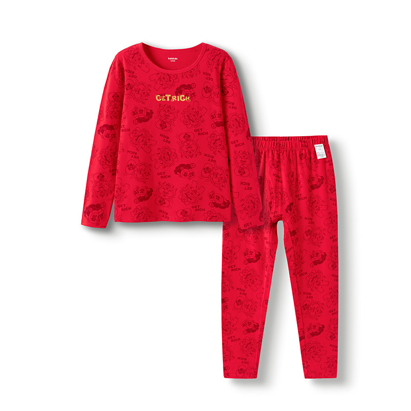 巴拉巴拉男童女童秋衣秋裤宝宝本命年红色内衣套装儿童新年睡衣棉,淘宝优惠券,粉丝福利购,淘宝优惠卷