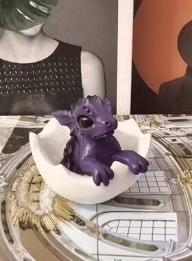 家居创意桌面可爱蛋壳龙摆件户外