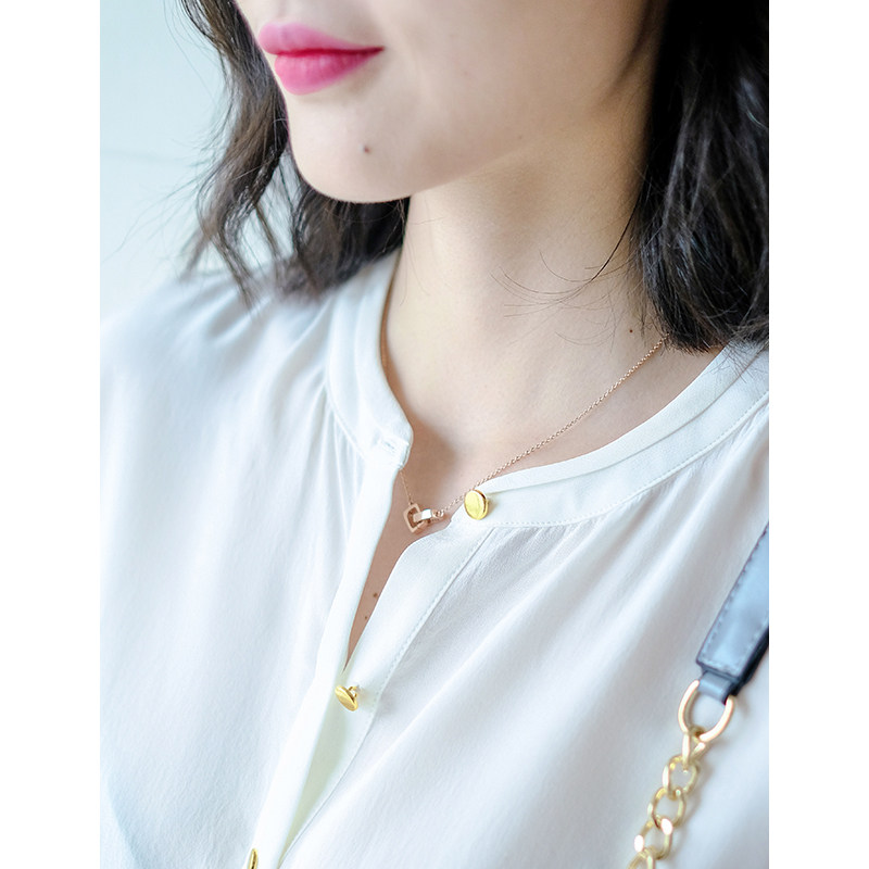 出门就被夸重工金属扣雪纺白色衬衫 iumi衬衫