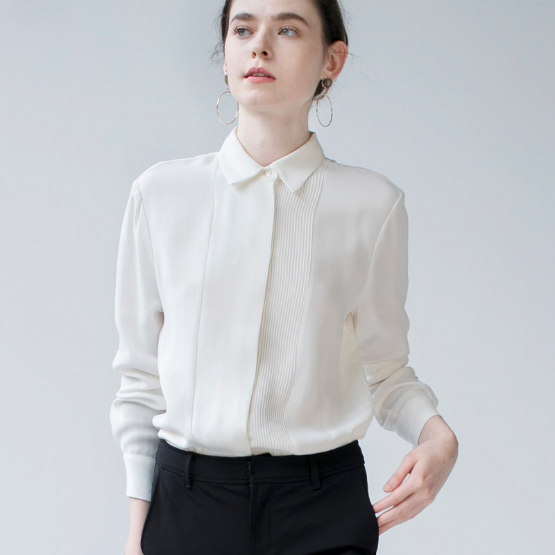 高人气口碑百褶雪纺白衬衫春女上衣 iumi衬衫