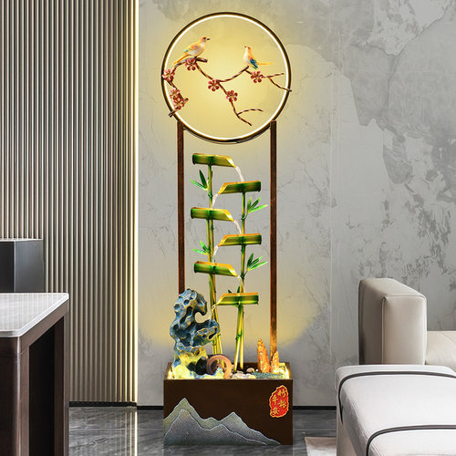 新中式招财流水摆件循环水客厅电视柜旁落地装饰公司开业乔迁礼物 - 图3