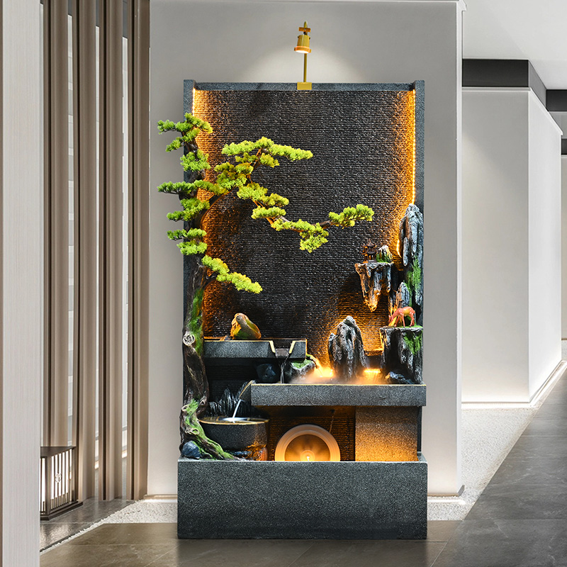 户外庭院水幕墙屏风假山循环流水落地招财风水轮喷泉水景装饰摆件 - 图1