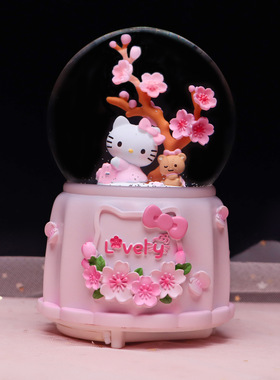 樱花KT猫旋转水晶球音乐盒