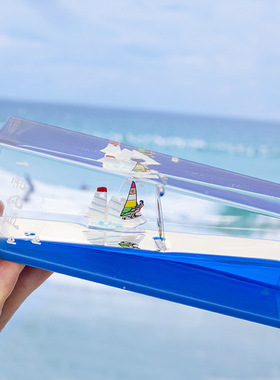 情侣礼物帆船摆件送男生男孩创意减压沙漏油漏油滴女生儿童节礼品