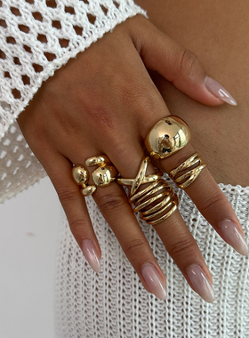 5件套镂空不规则戒指套装 欧美夏季嘻哈时尚网红写真拍照饰品潮人