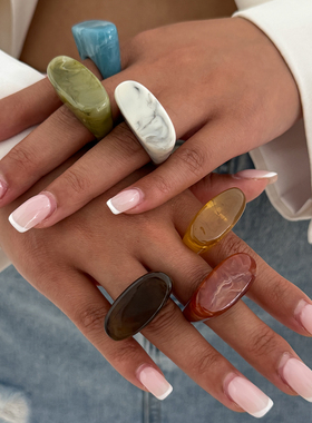 椭圆手提包造型树脂戒指女 欧美新潮时尚小众设计网红ins风指环