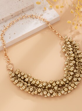 流苏CCB珠子多层项链女 欧美2026时尚嘻哈新款个性旅拍颈链潮饰品