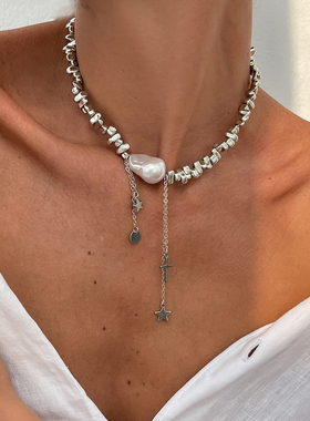 异形CCB仿珍珠项链女 2026春季新潮时尚个性网红气质旅拍锁骨链