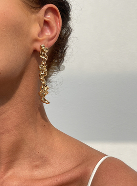 金属不规则褶皱耳钉手链项链女 2025时尚个性网红搭配服装饰品潮