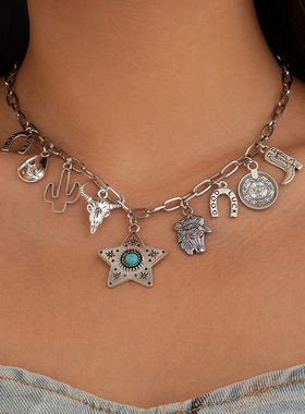 仙人掌帽子靴子吊坠项链女 2025夏季新潮流网红气质百搭锁骨链