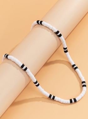 欧美简约混色软陶项链男款