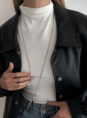 长款三角形镶钻蛇骨链项链女 欧美2026春简约时尚网红气质毛衣链