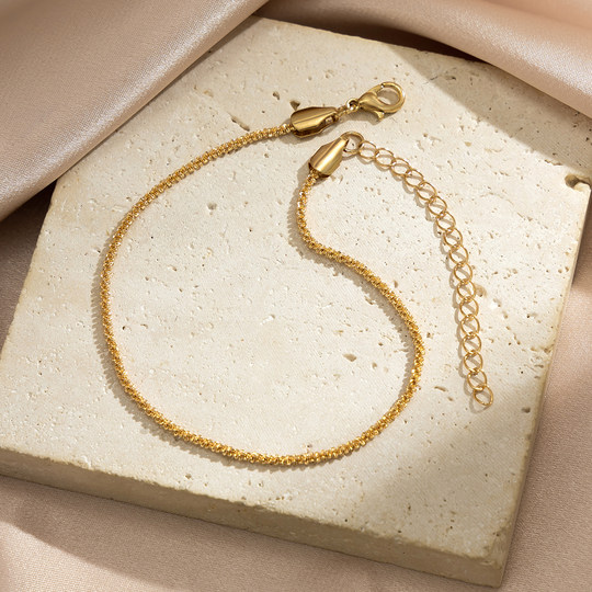 金属毛毛虫链条脚链女 2025夏季时尚简约网红沙滩度假搭配脚饰品