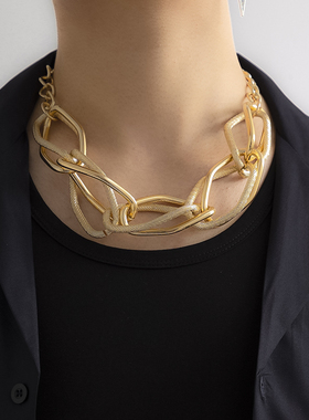 链条几何双扣ins风朋克风项饰