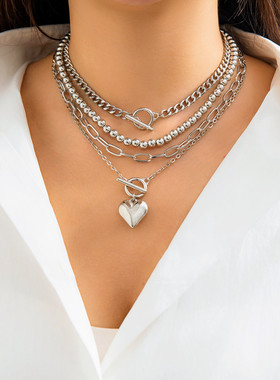 4件套桃心CCB十字链项链套装
