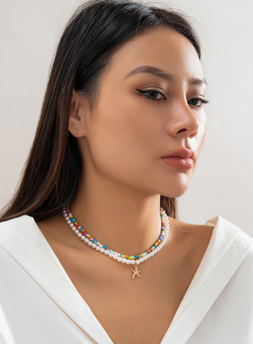 2件套海星仿珍珠米珠项链套装