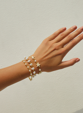 3件套海星米珠仿珍珠手链套装 冬季新潮时尚百搭海边旅行搭配饰品