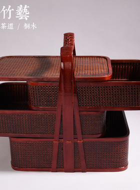 送餐三层拜拜用手工编织祭祀食盒