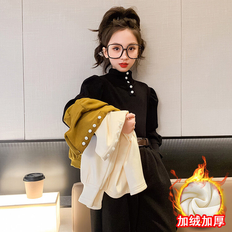 女童加绒上衣泡泡袖秋冬洋气保暖T恤小女孩贴身加厚半高领打底衫,淘宝优惠券,粉丝福利购,淘宝优惠卷