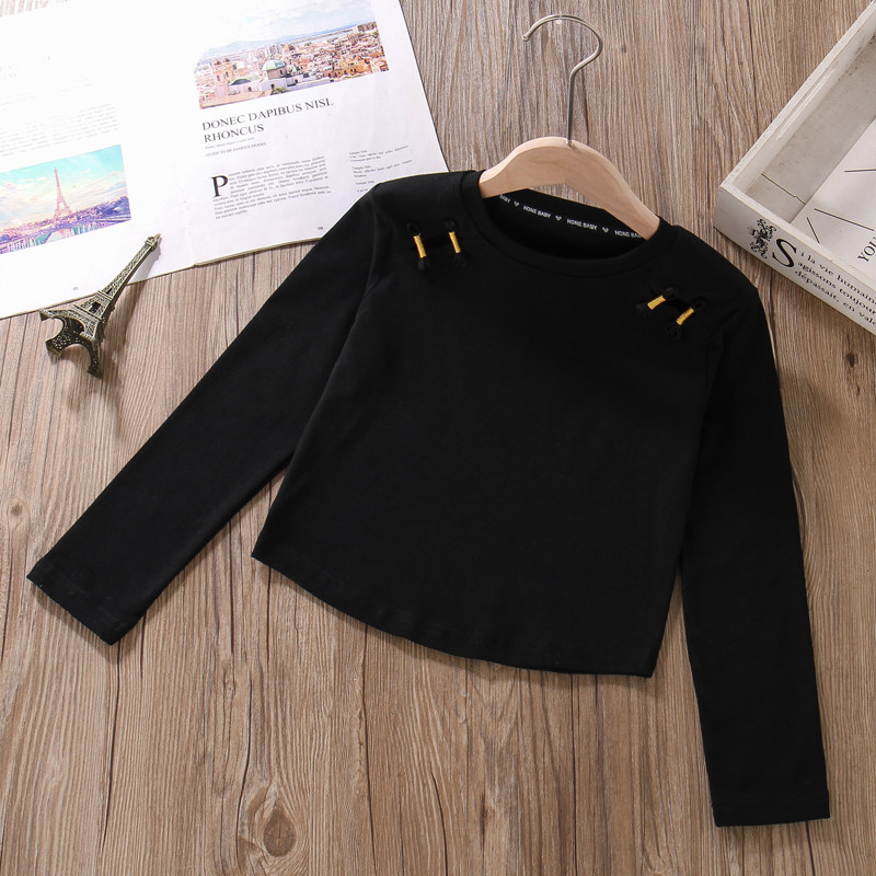 女童新中式上衣春秋国风盘扣长袖T恤修身高腰儿童纯棉白色打底衫,淘宝优惠券,粉丝福利购,淘宝优惠卷