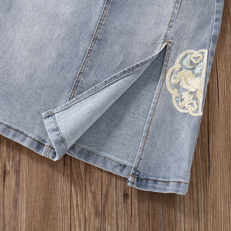 女童牛仔半身裙长款夏季国风过膝长裙薄款时尚洋气中大童包臀裙子,淘宝优惠券,粉丝福利购,淘宝优惠卷