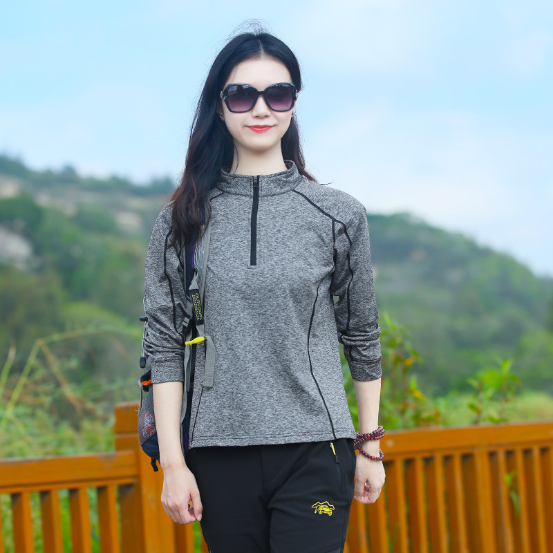 秋冬女士薄抓绒速干T恤透气快干女户外抓绒衣女跑步运动打底衫t恤,淘宝优惠券,粉丝福利购,淘宝优惠卷