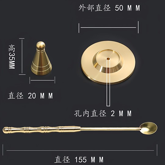 Molde para incienso de torre de tres piezas de cobre puro, torre de incienso hecha a mano, tracto de incienso