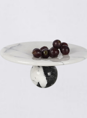 现代轻奢软装饰品餐桌大理石托盘边几云石摆件客厅小众高级感陈设