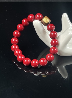 朱砂手串帝王紫金砂高含量天然原矿本命年太岁手链男女款单圈手饰