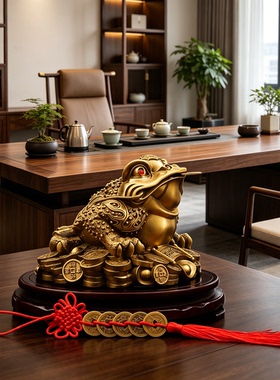 纯黄铜招财三足金蟾摆件送礼