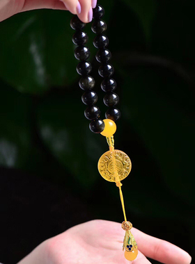 十八子清宫压襟金曜石佛珠手链