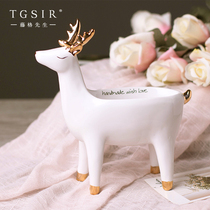 Eurostyle Minimalist Artwork Resin Deer Animal Pendulum Pieces Home-style Room Living Room Creative Decorations Storage Jar