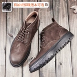 Martens, ботинки в английском стиле, зимние ретро утепленные туфли, из натуральной кожи, с эффектом винтажной потёртости, в корейском стиле