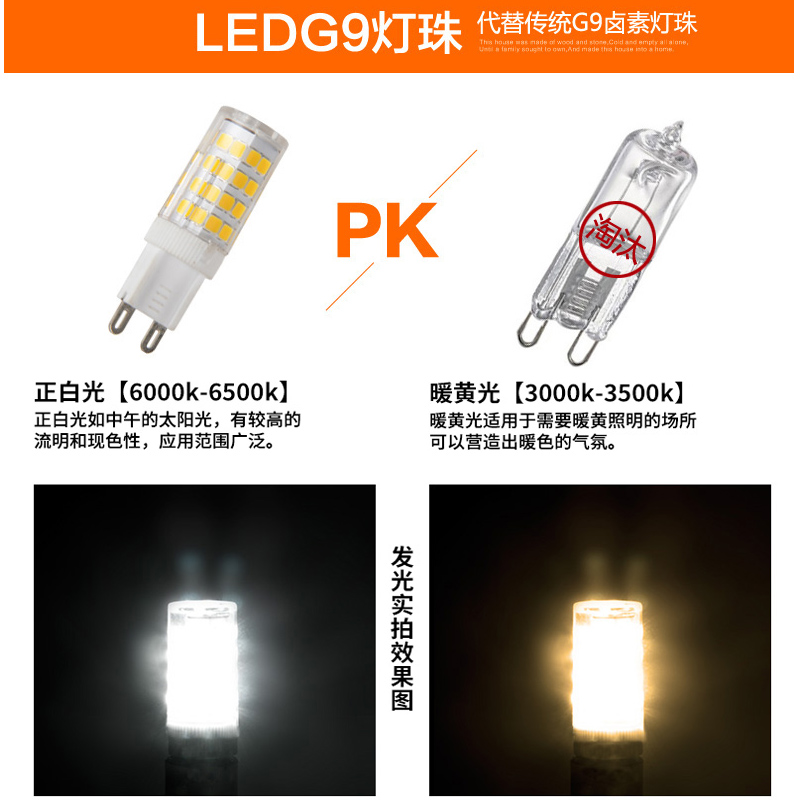 G9灯珠led水晶灯泡3W节能高亮吊灯插脚G9灯泡220V卤素灯珠LED光源 - 图1