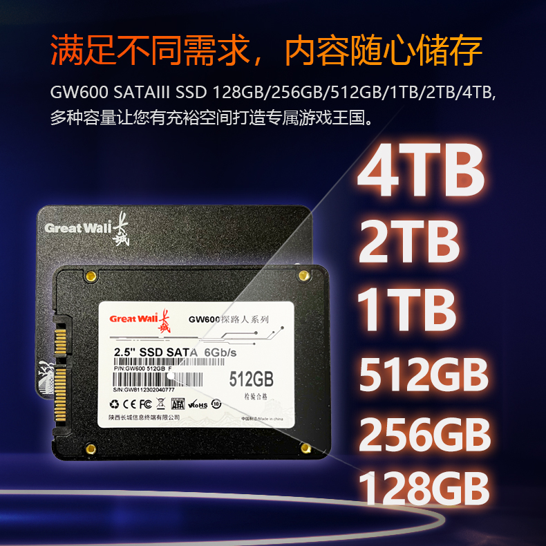 长城GW600固态硬盘SATA 256G 512G 1T 2T 4T台式机笔记本升级SSD-图1